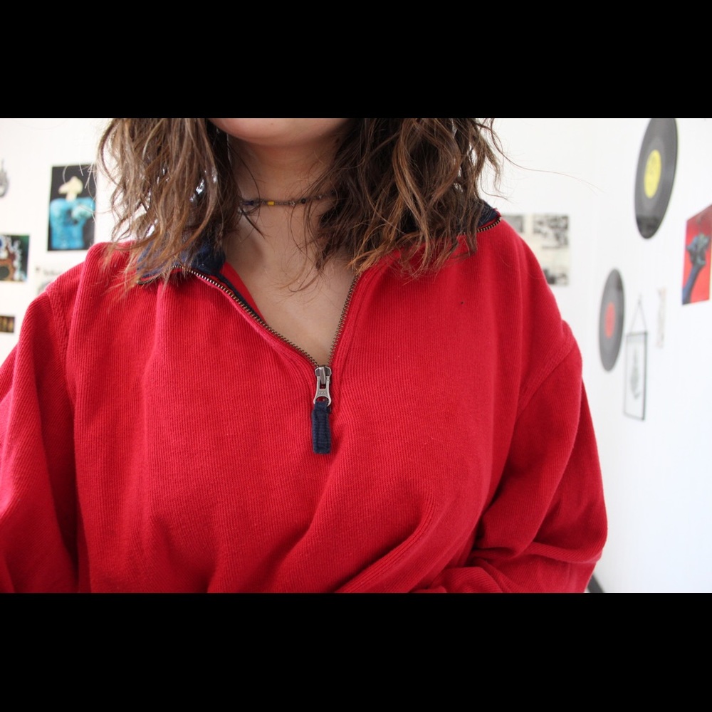Thrifted Red half zip sweatshirt